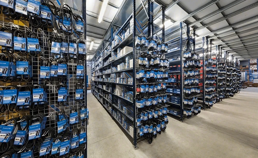 Auto parts warehouse aisle